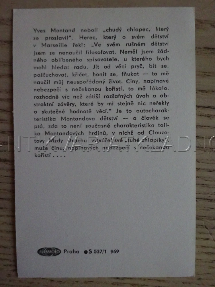 MONTAND YVES, FILMOVÁ KARTIČKA