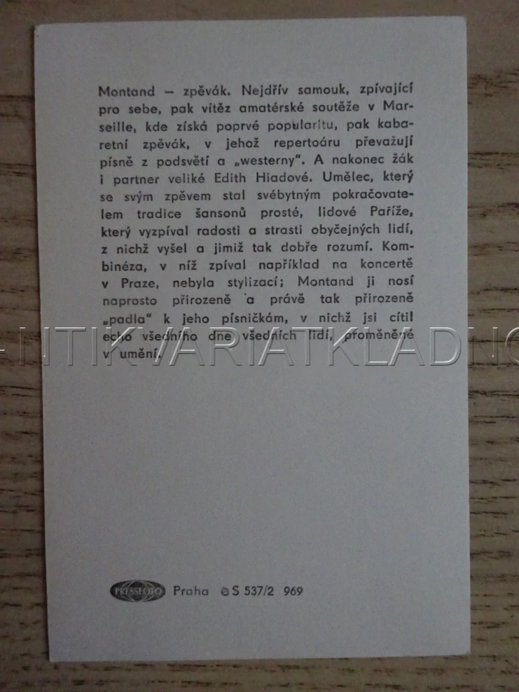 MONTAND YVES, FILMOVÁ KARTIČKA