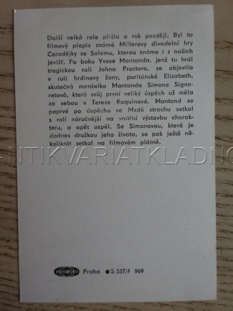 MONTAND YVES, FILMOVÁ KARTIČKA