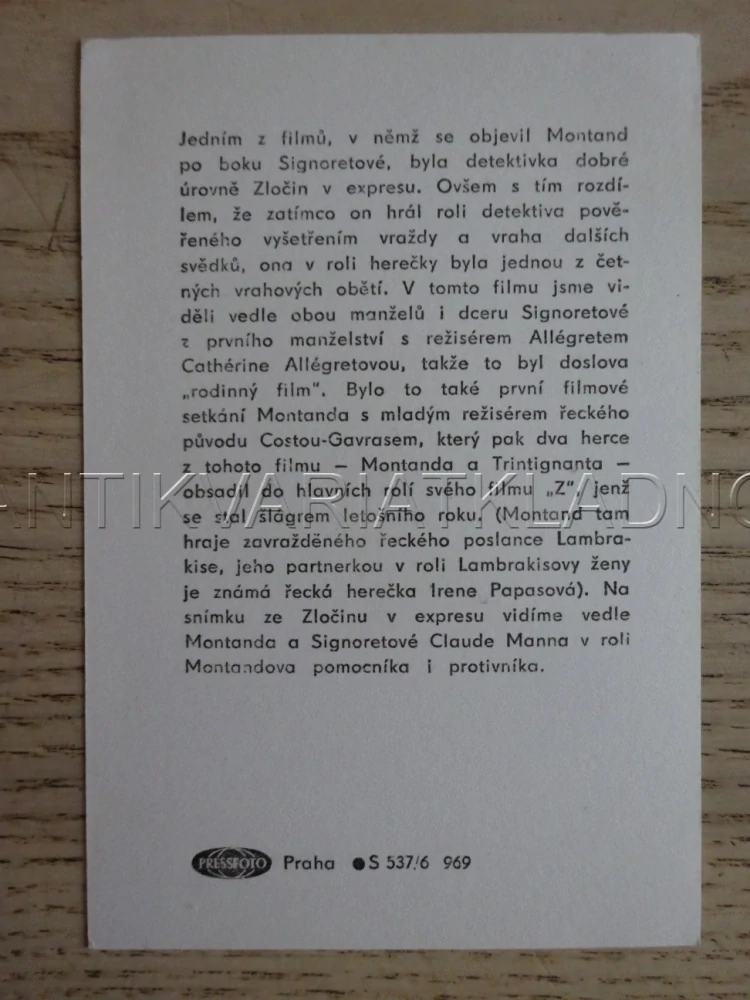 MONTAND YVES, FILMOVÁ KARTIČKA
