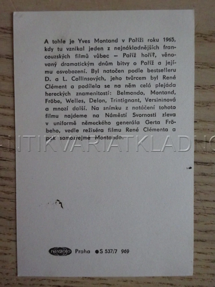 MONTAND YVES, CLÉMENT RENÉ, FILMOVÁ KARTIČKA