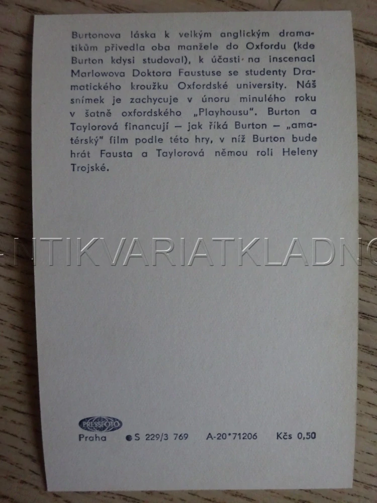 BURTON, TAYLOR, FILMOVÁ KARTIČKA KINOREVUE