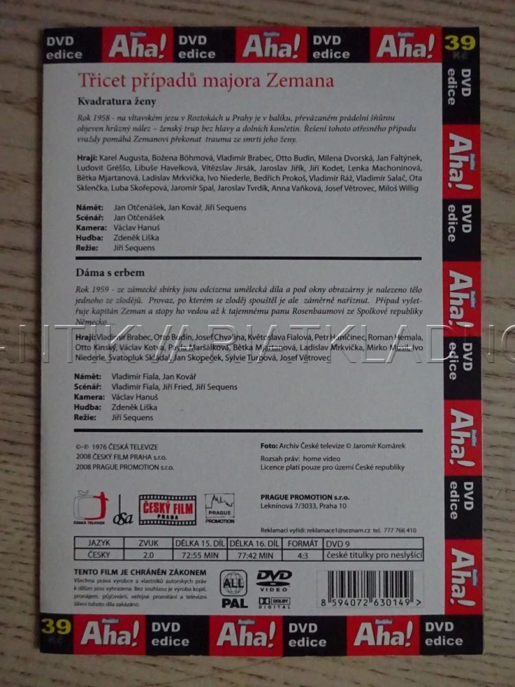 TŘICET PŘÍPADŮ MAJORA ZEMANA, DÍL Č. 15-16, DVD FILM 