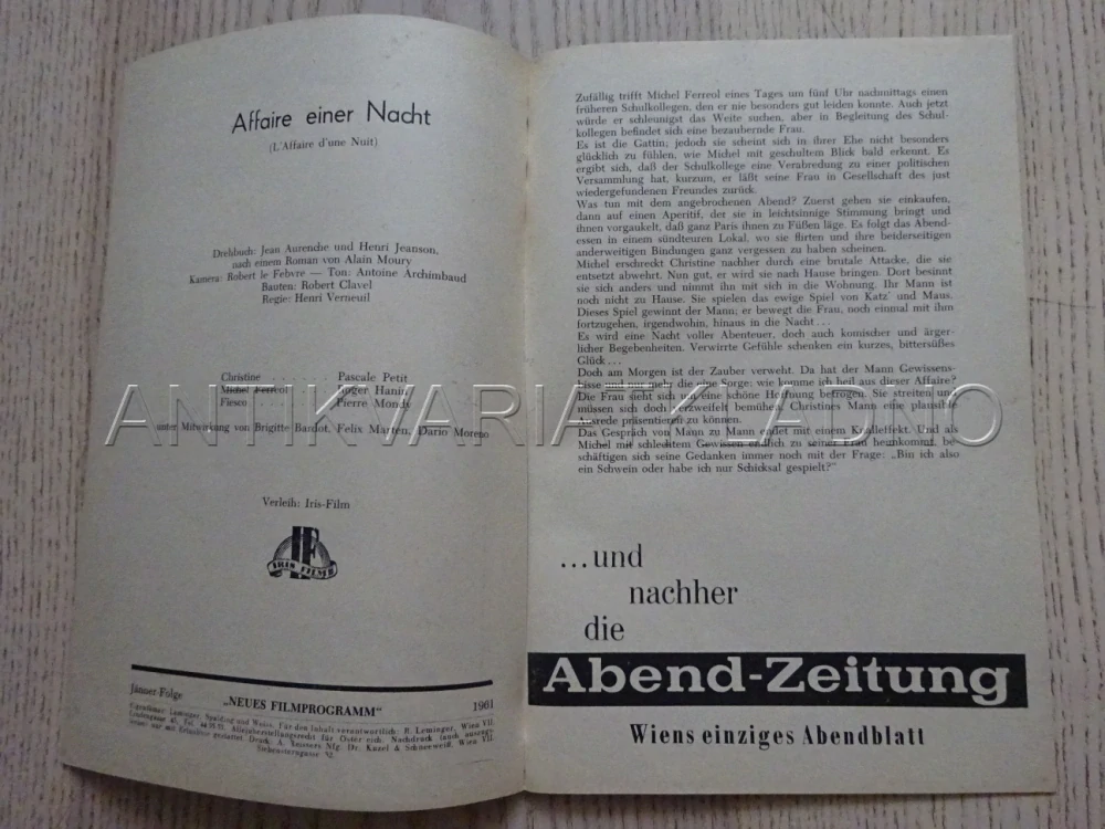 AFÉRA JEDNÉ NOCI (?), P. PETIT, NĚMECKY, BIO PROGRAM