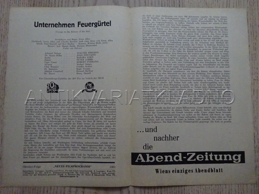 UNTERNEHMEN FEUERGÜRTEL, W. PIDGEON, NĚMECKY, BIO PROGRAM