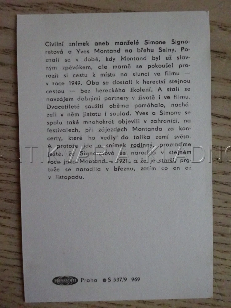 MONTAND YVES, SIGNORET SIMONE, FILMOVÁ KARTIČKA