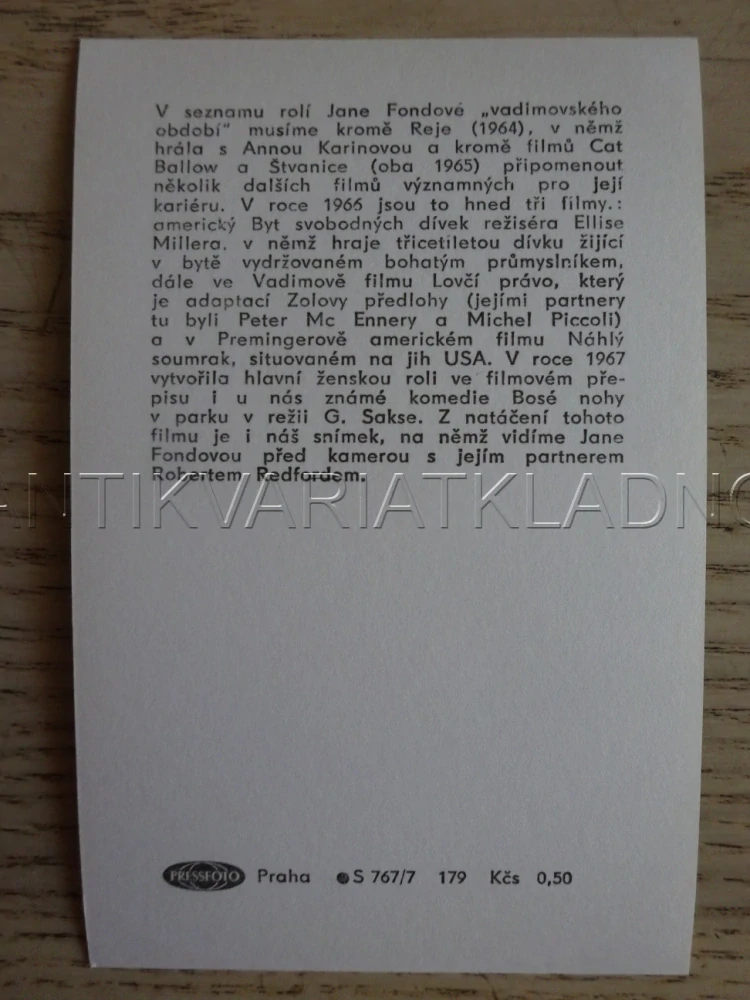 FONDA JANE, FILMOVÁ KARTIČKA