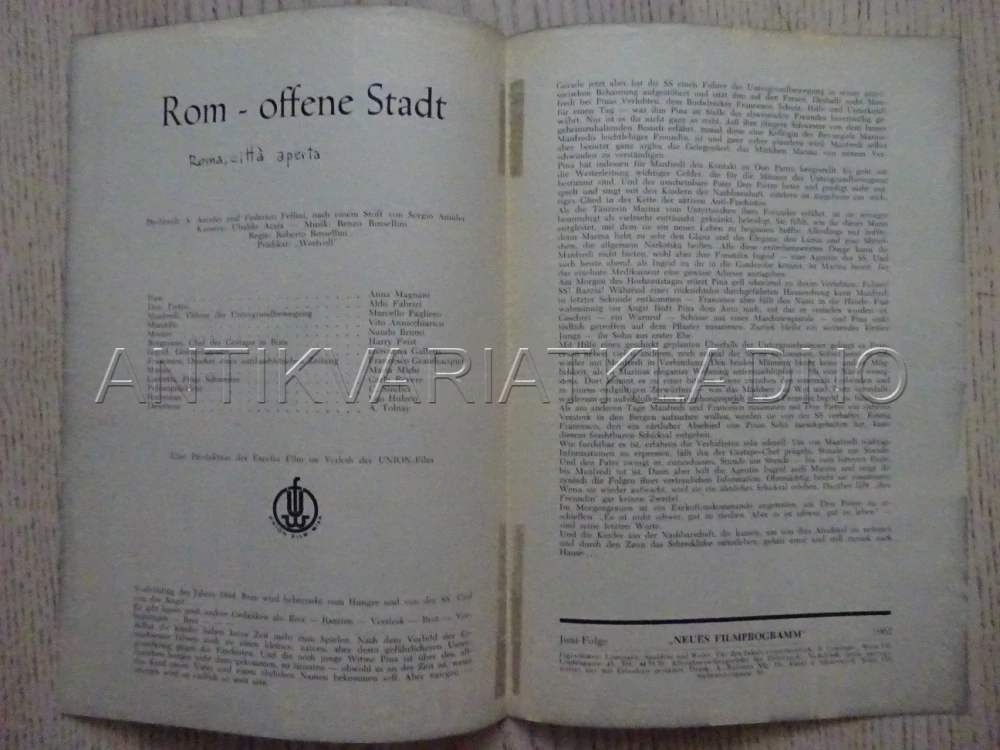 ŘÍM, OTEVŘENÉ MĚSTO, A. MAGNANI, NĚMECKY, BIO PROGRAM