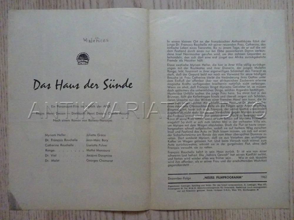 MALÉFICES, J. GRÉCO, NĚMECKY, BIO PROGRAM