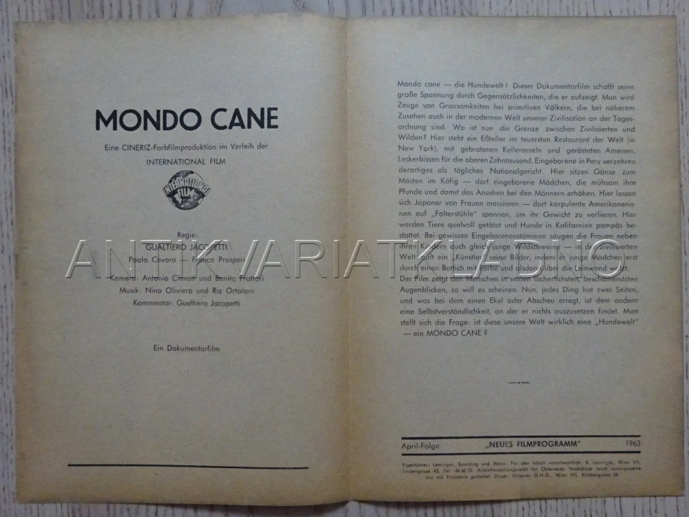 MONDO CANE, NĚMECKY, BIO PROGRAM
