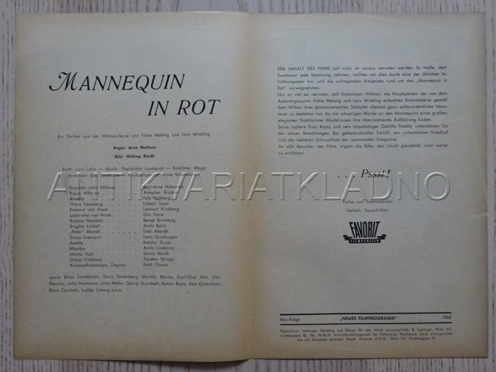 MANNEQUIN IN ROT, NĚMECKY, BIO PROGRAM