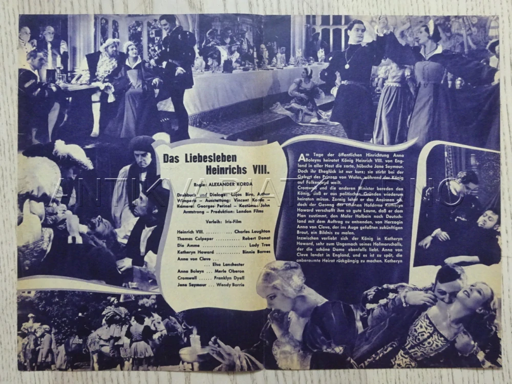 ŠEST ŽEN JINDŘICHA VIII., CH. LAUGHTON, NĚMECKY, BIO PROGRAM