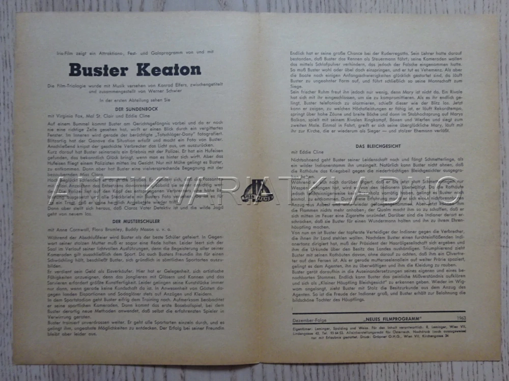 BUSTER KEATON, NĚMECKY, BIO PROGRAM