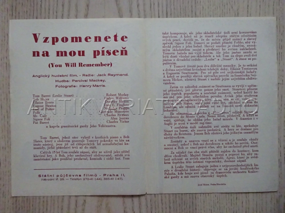 VZPOMENETE NA MOU PÍSEŇ, R. MORLAY, BIO PROGRAM Č. 812