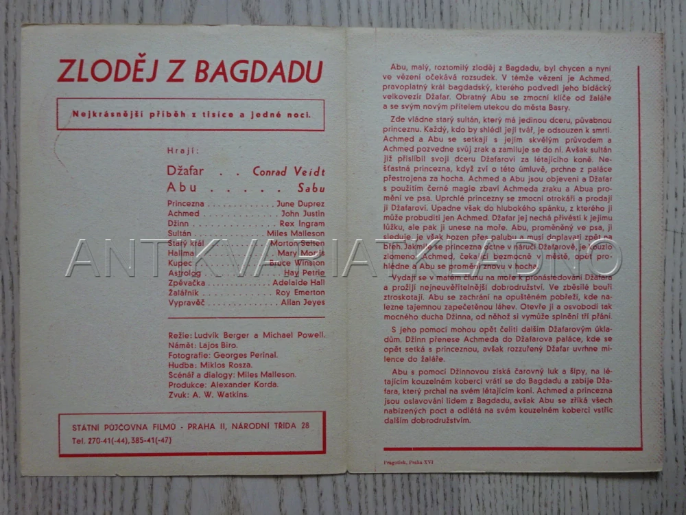 ZLODĚJ Z BAGDADU, J. DUPREZ, BIO PROGRAM Č. 837