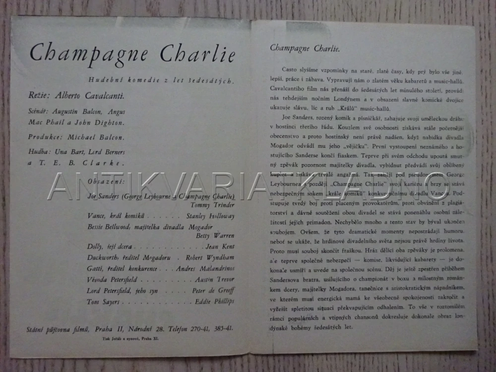 CHAMPAGNE CHARLIE, J. SANDERS, BIO PROGRAM Č. 844