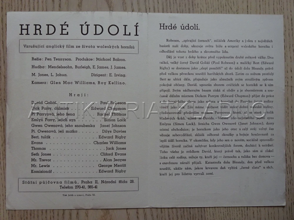 HRDÉ ÚDOLÍ, P. ROBESON, BIO PROGRAM Č. 846