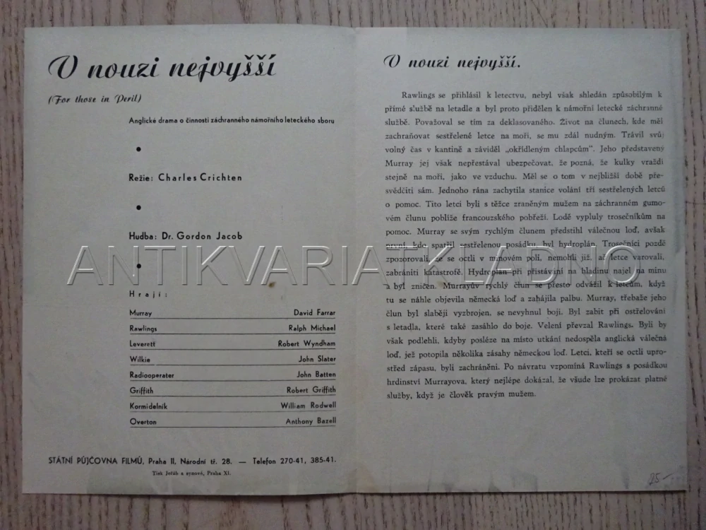 V NOUZI NEJVYŠŠÍ, D. FARRAR, BIO PROGRAM Č. 850