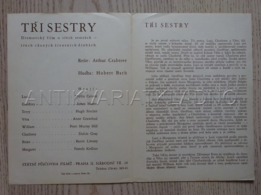 TŘI SESTRY, P. CALVERT, BIO PROGRAM Č. 851