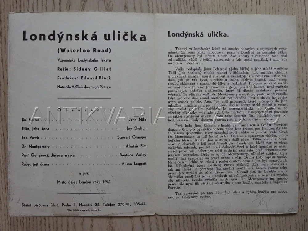 LONDÝNSKÁ ULIČKA, J. MILLS, BIO PROGRAM Č. 855
