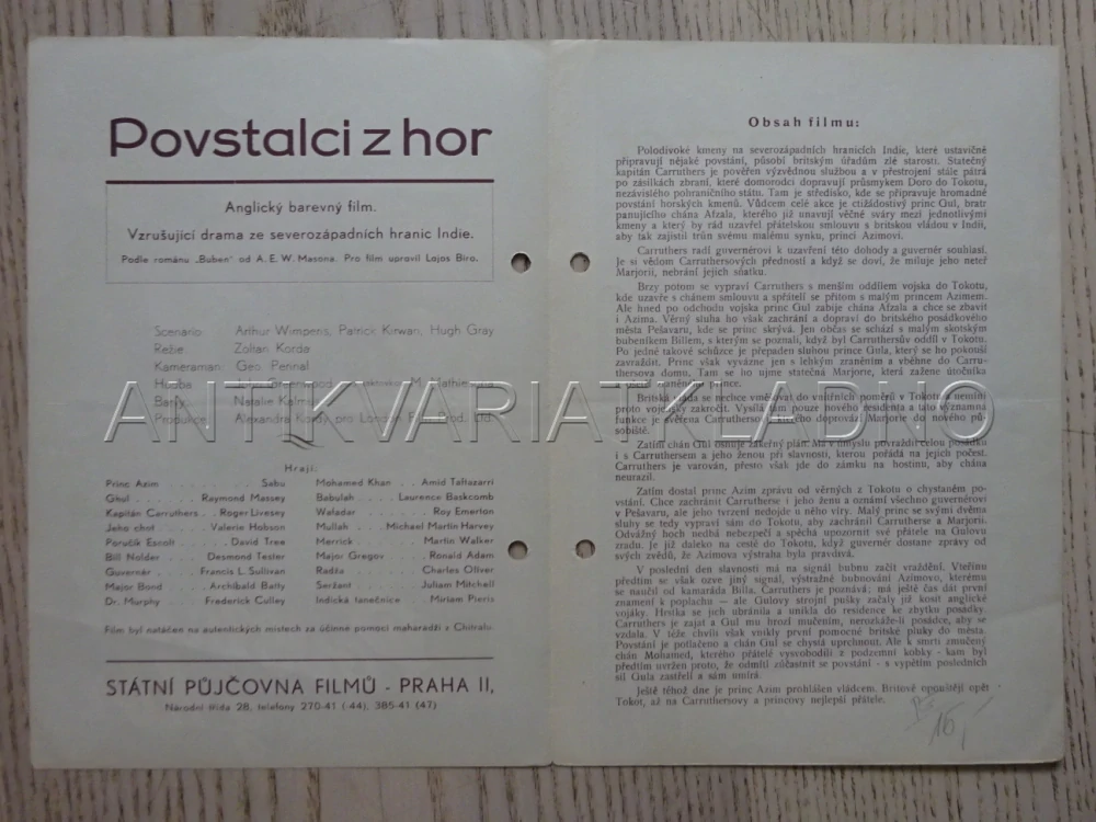 POVSTALCI Z HOR, SABU, BIO PROGRAM Č. 891