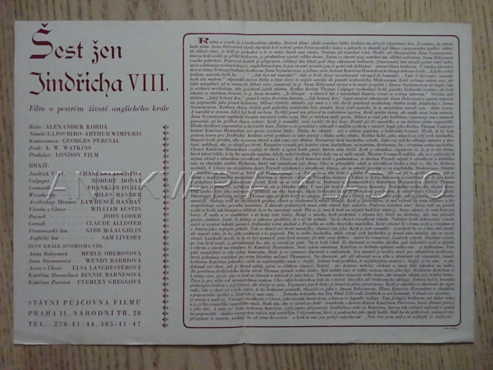 ŠEST ŽEN JINDŘICHA VIII., CH. LAUGHTON, BIO PROGRAM Č. 893A