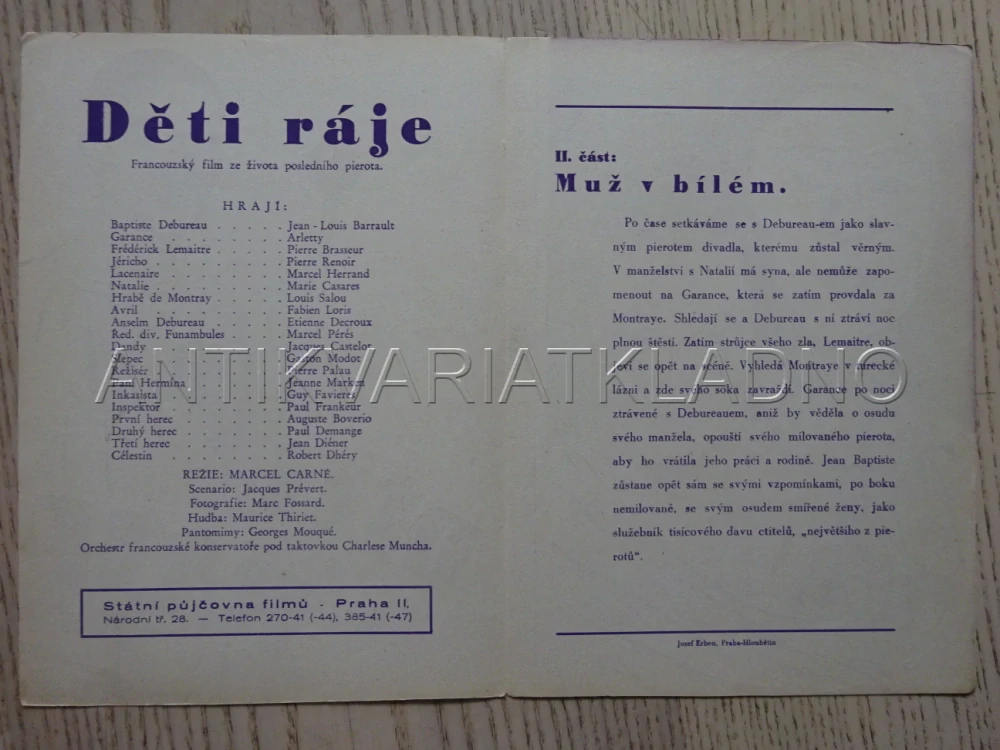 DĚTI RÁJE, ARLETTY, BIO PROGRAM Č. 926