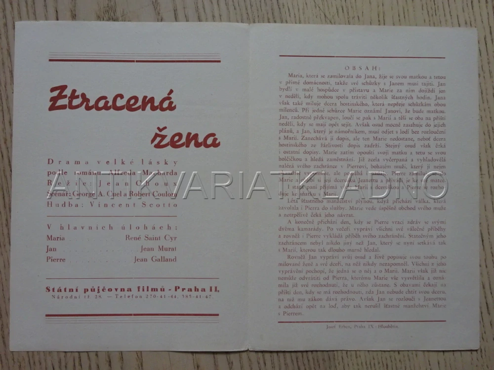 ZTRACENÁ ŽENA, J. MURAT, BIO PROGRAM Č. 944