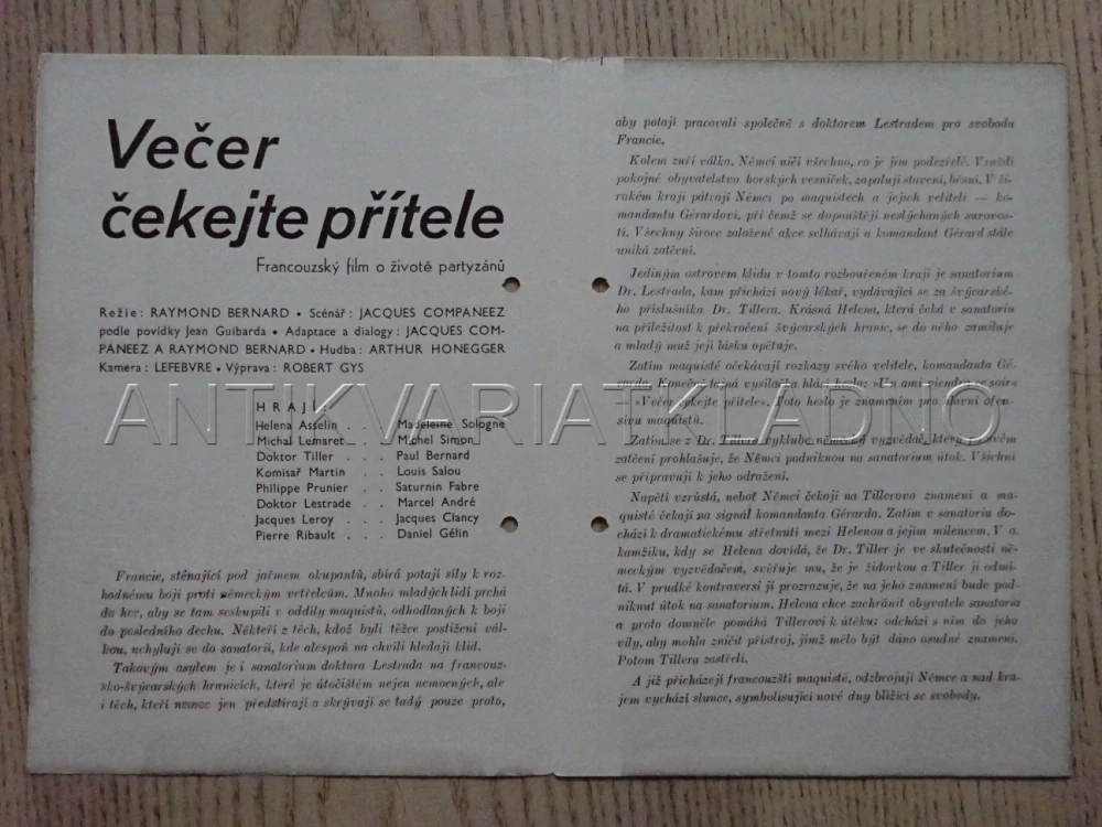 VEČER ČEKEJTE PŘÍTELE, M. SOLOGNE, BIO PROGRAM Č. 946