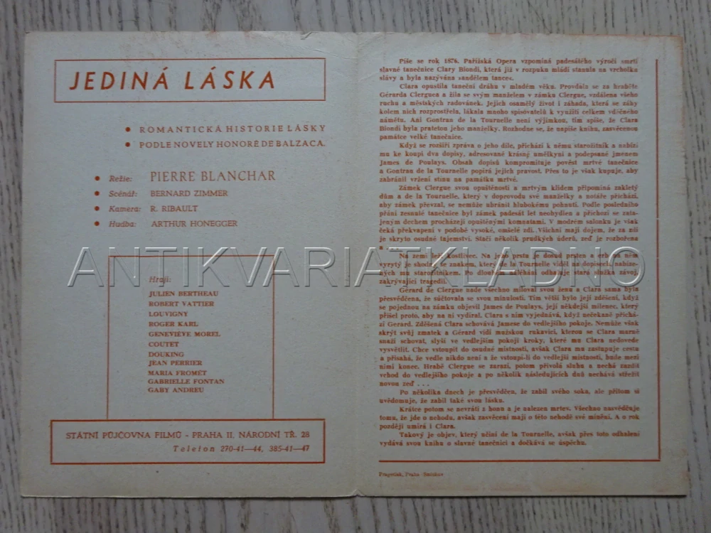 JEDINÁ LÁSKA, LOUVIGNY, BIO PROGRAM Č. 947