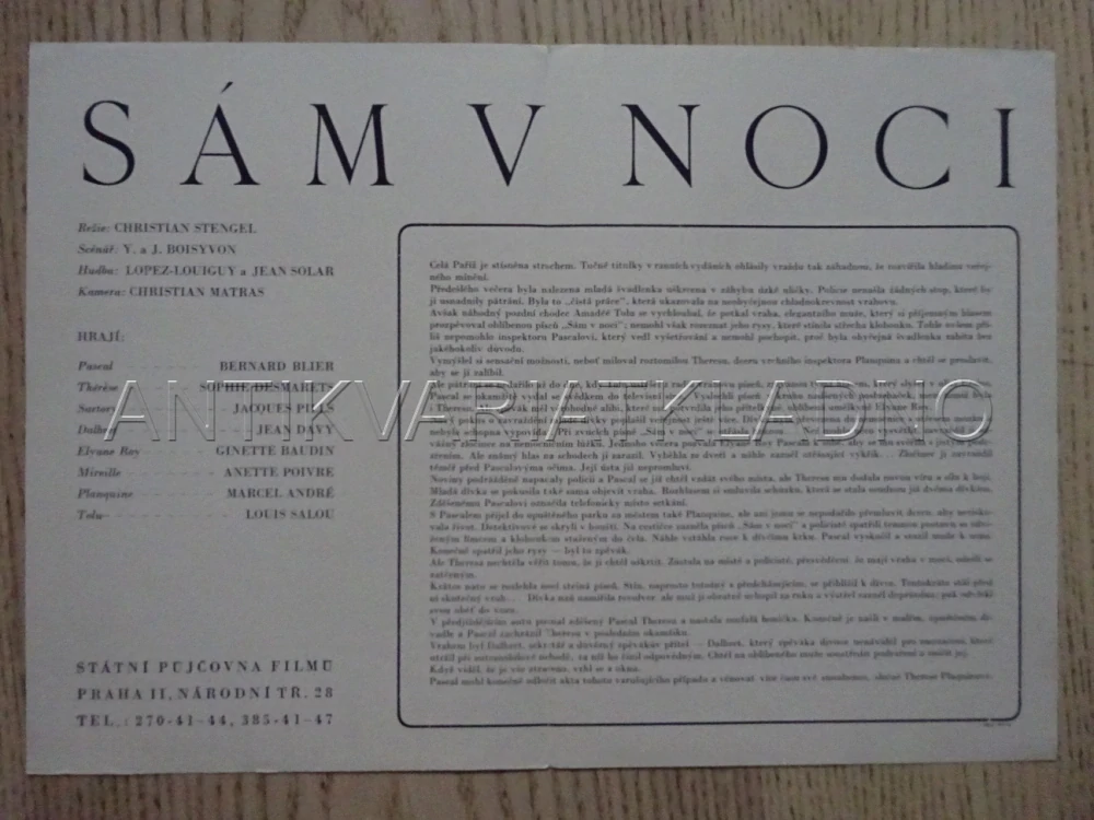 SÁM V NOCI, B. BLIER, BIO PROGRAM Č. 972