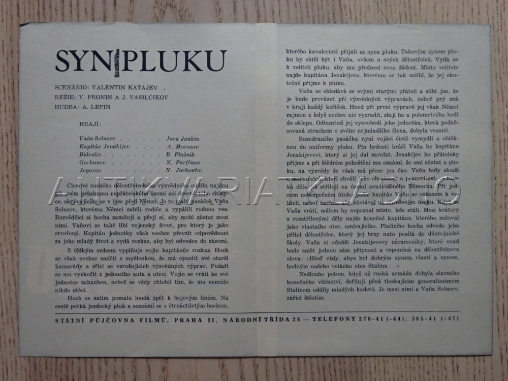 SYN PLUKU, J. JANKIN, BIO PROGRAM Č. 3107