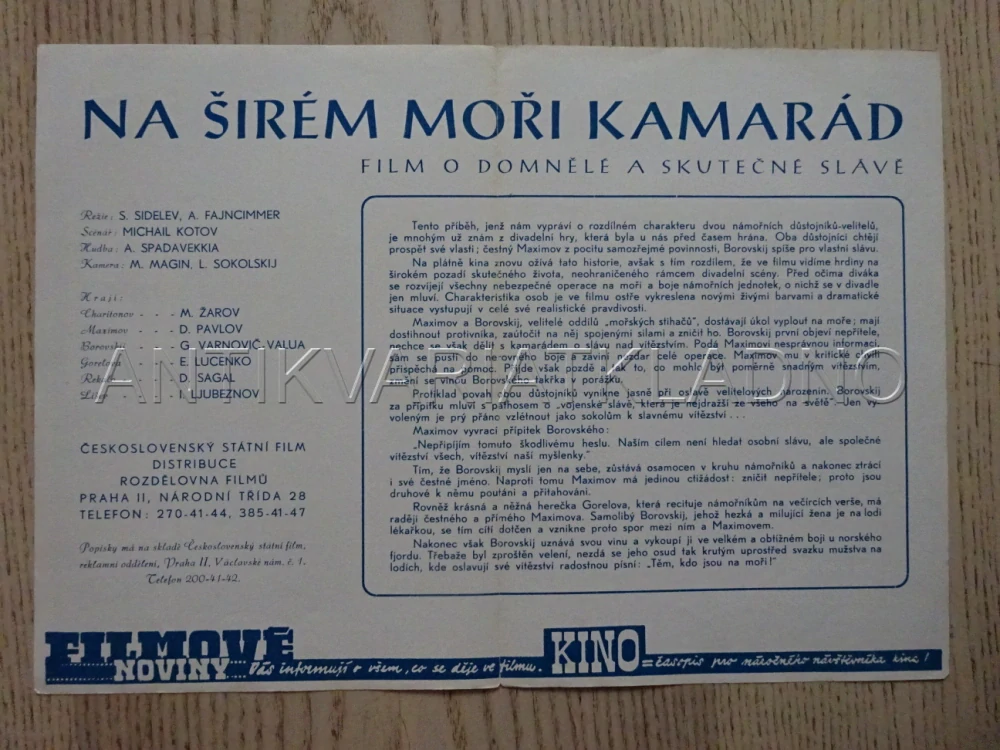 NA ŠIRÉM MOŘI KAMARÁD, M. ŽAROV, BIO PROGRAM Č. 3182