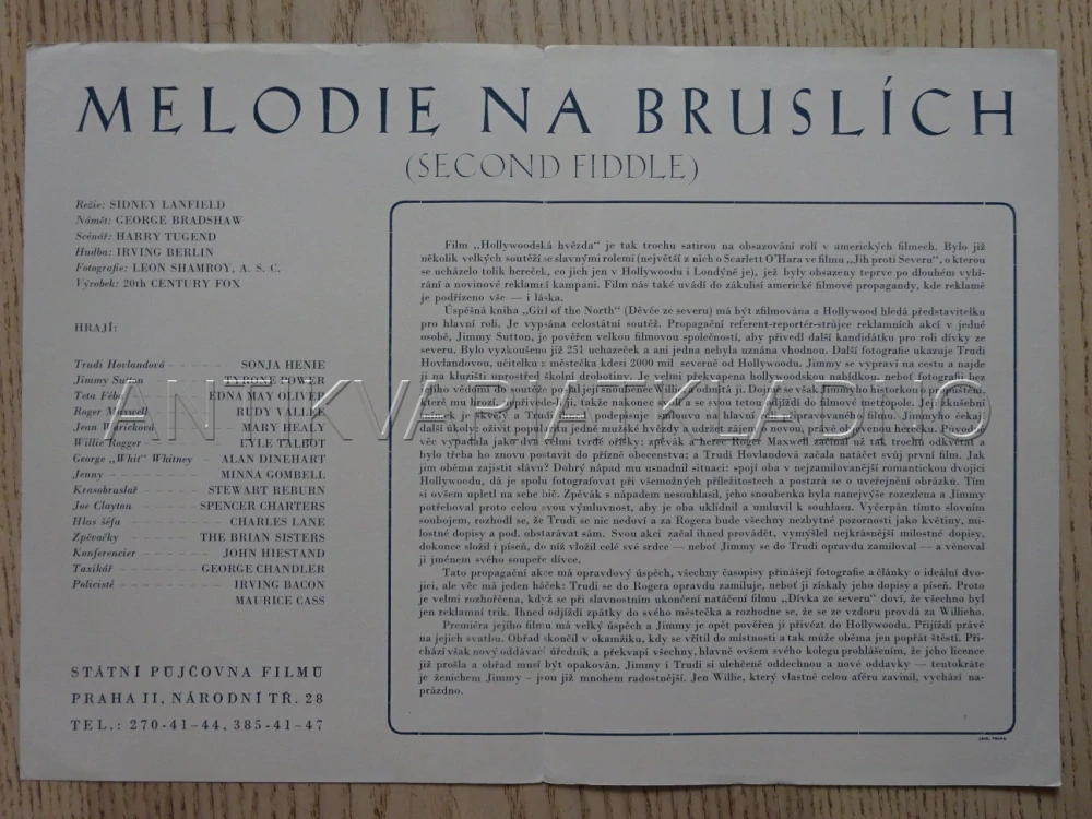 MELODIE NA BRUSLÍCH, S. HENIE, BIO PROGRAM Č. 6104