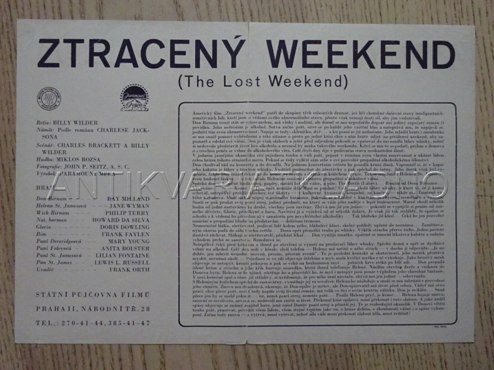 ZTRACENÝ WEEKEND, R. MILLAND, BIO PROGRAM Č. 6105