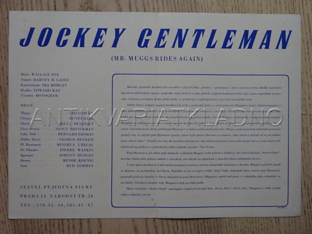 JOCKEY GENTLEMAN, L. GORCEY, BIO PROGRAM Č. 6111