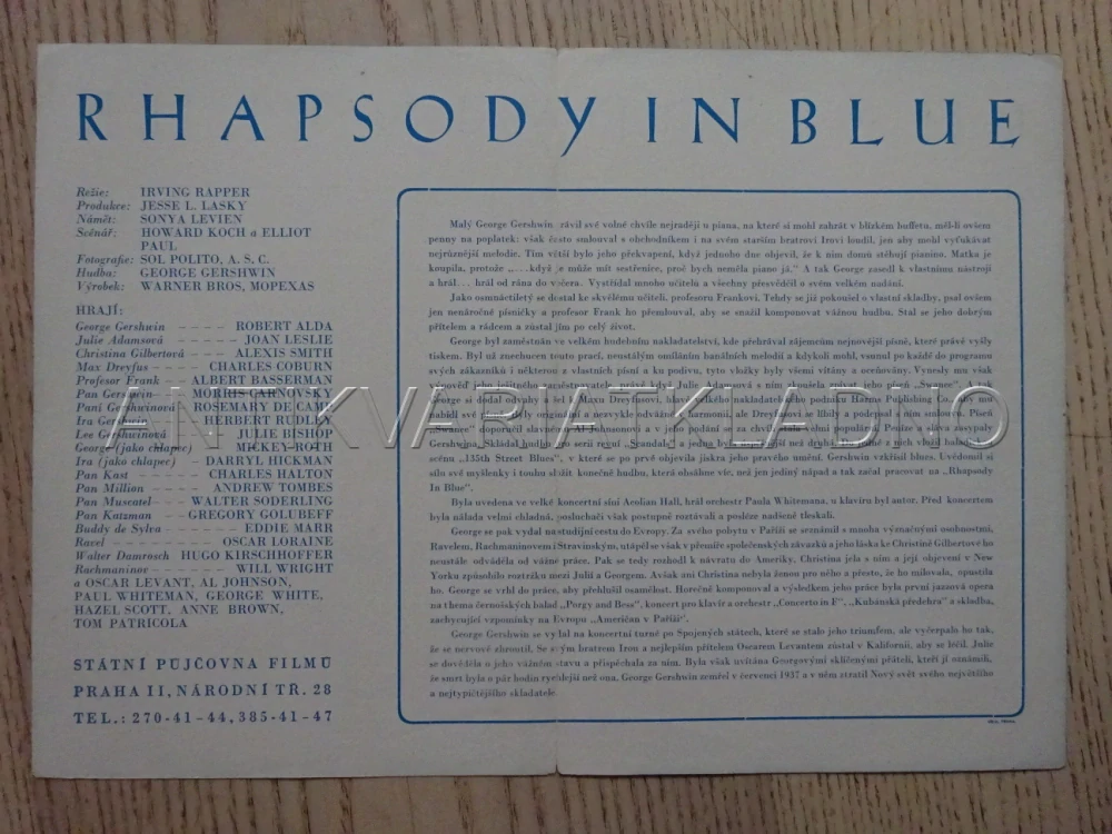 RHAPSODY IN BLUE, R. ALDA, BIO PROGRAM Č. 6116