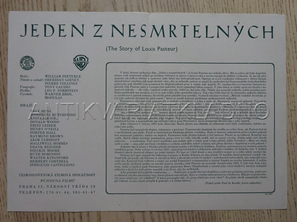 JEDEN Z NESMRTELNÝCH, P. MUNI, BIO PROGRAM Č. 6132