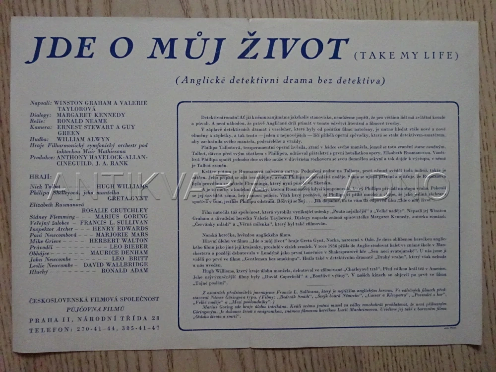 JDE O MŮJ ŽIVOT, H. WILLIAMS, BIO PROGRAM Č. 8115