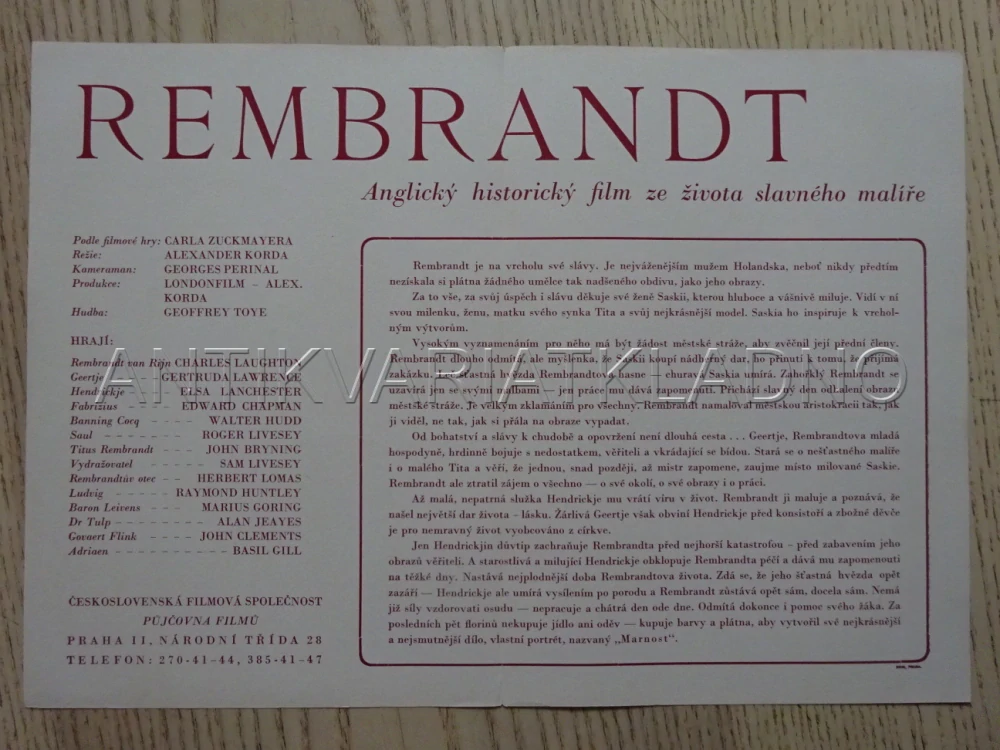 REMBRANDT, CH. LAUGHTON, BIO PROGRAM Č. 8122