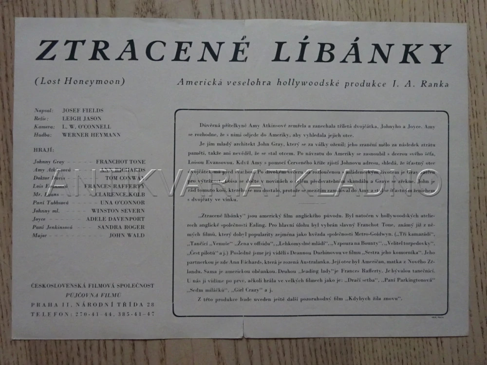 ZTRACENÉ LÍBÁNKY, F. TONE, BIO PROGRAM Č. 8124