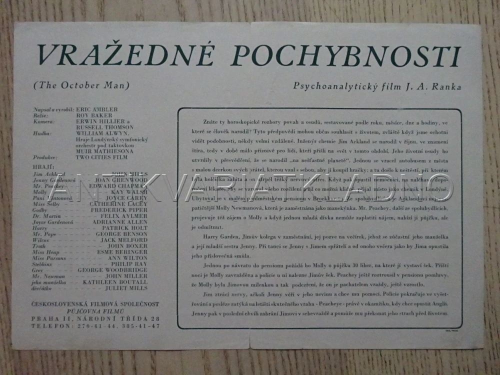 VRAŽEDNÉ POCHYBY, J. MILLS, BIO PROGRAM Č. 8127