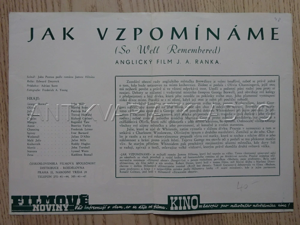 JAK VZPOMÍNÁME, J. MILLS, BIO PROGRAM Č. 8133