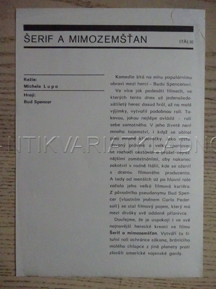 ŠERIF A MIMOZEMŠŤAN, B. SPENCER, FILMOVÝ LETÁK