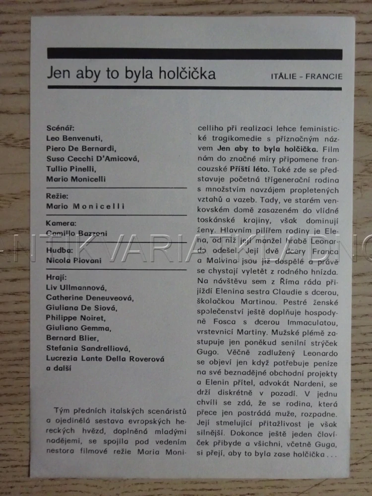 JEN ABY TO BYLA HOLČIČKA, L. ULLMANN, FILMOVÝ LETÁK