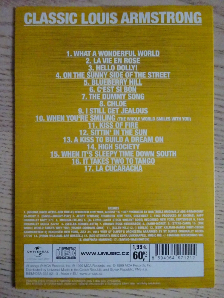 LOUIS ARMSTRONG, CLASSIC, CD HUDBA