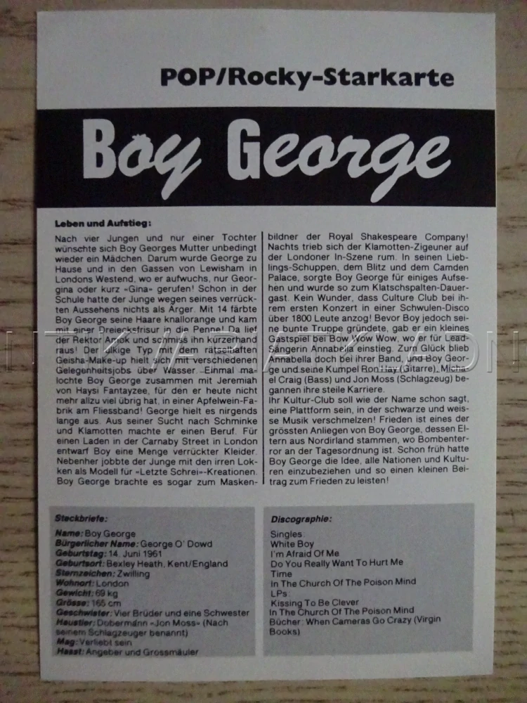 AUTOGRAM GEORGE BOY, KARTIČKA BRAVO