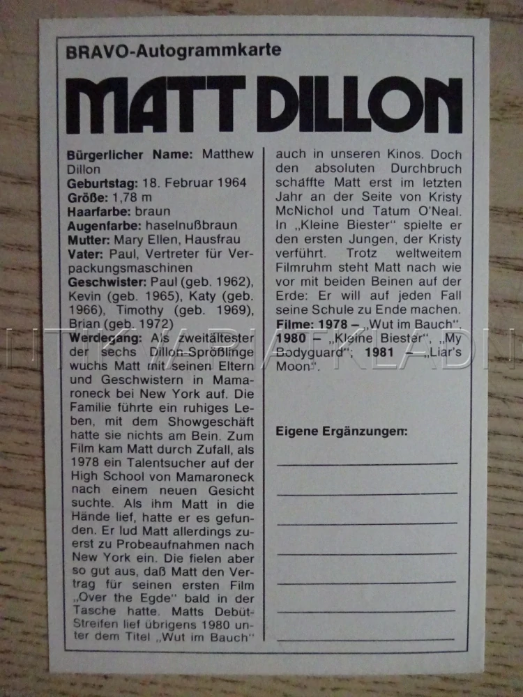 AUTOGRAM DILLON MAT, KARTIČKA BRAVO