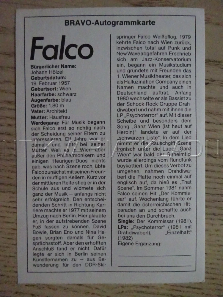 AUTOGRAM FALCO, KARTIČKA BRAVO
