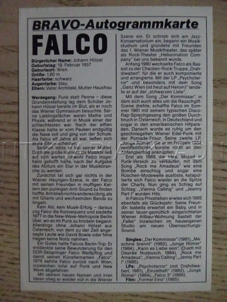 AUTOGRAM FALCO, KARTIČKA BRAVO